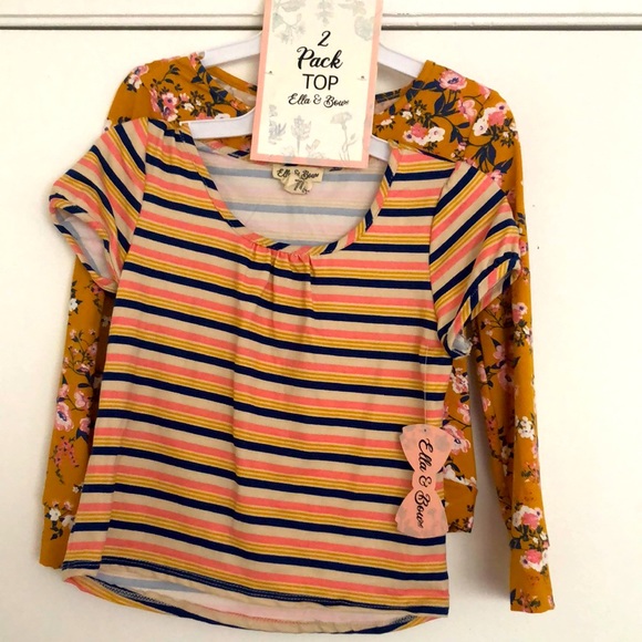 Ella & Bow Other - Striped & flowers 💐 2 pack top set